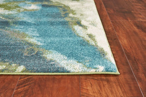 Watercolors 6234 Abstract Teal Rug