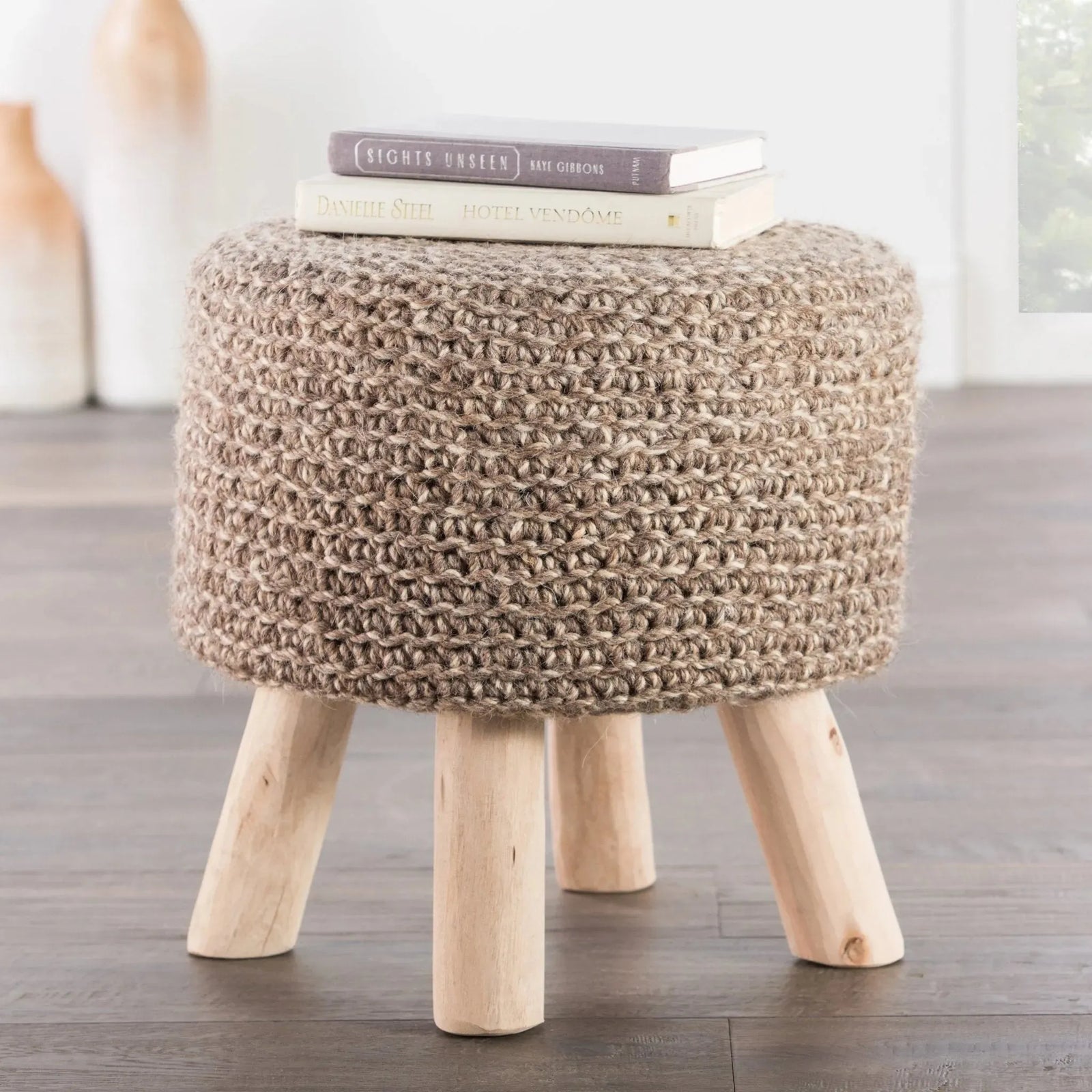 Westport WES02 Montana Stool Taupe Pouf