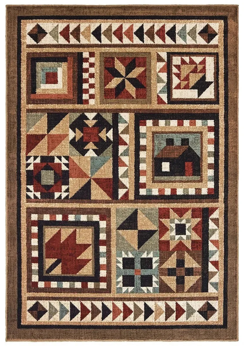 Woodlands 9596A Brown Multi Rug