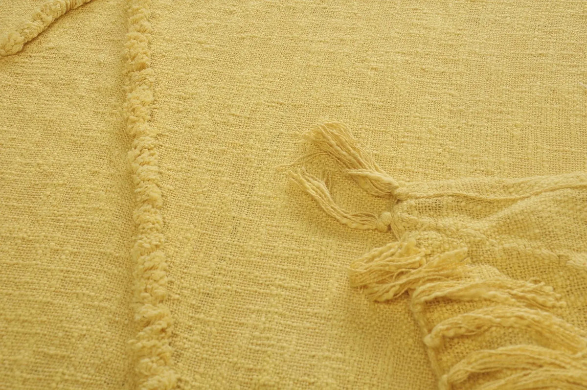 Yellow Tufted and Fringed  LR80177 Throw Blanket