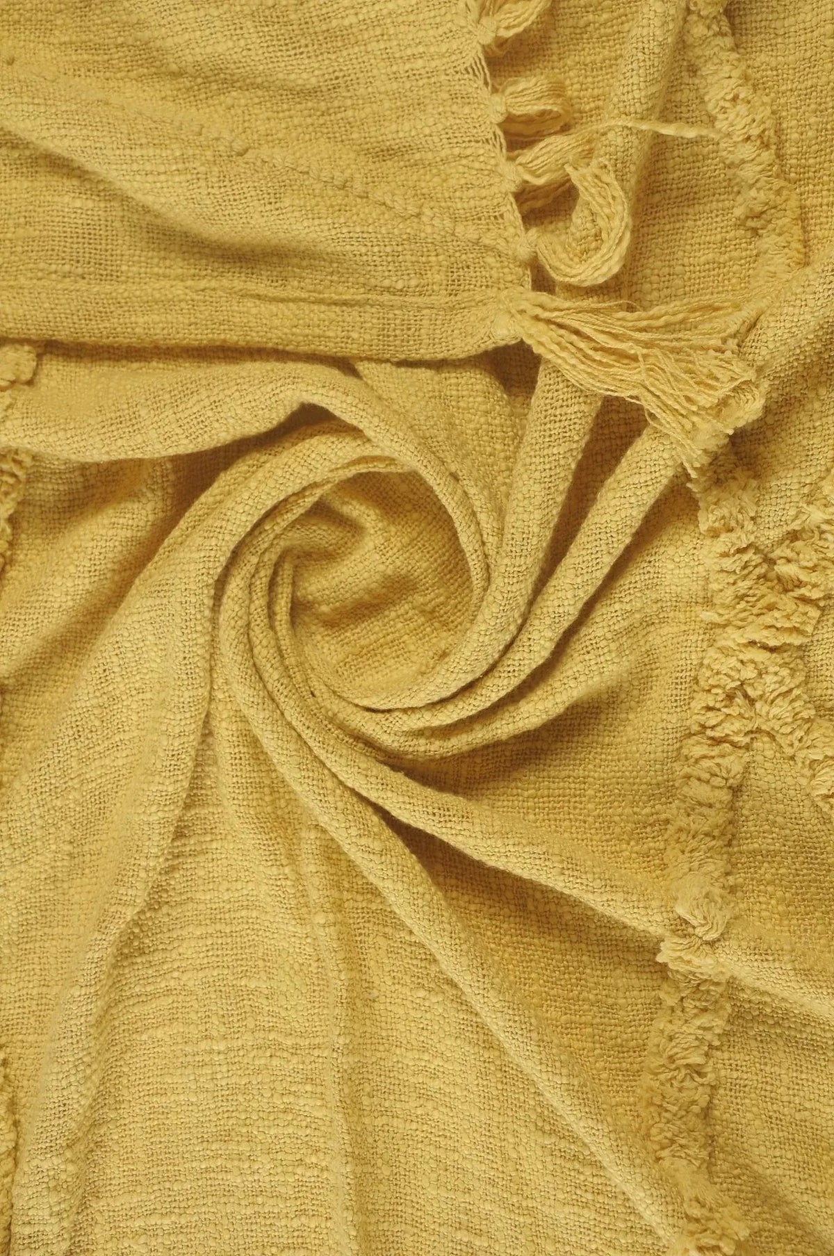 Yellow Tufted and Fringed  LR80177 Throw Blanket