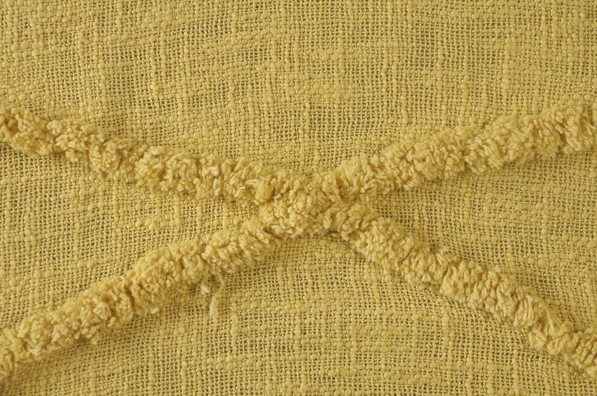 Yellow Tufted and Fringed  LR80177 Throw Blanket