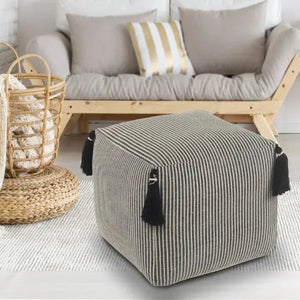 Zadia 99763GIV Grey/Ivory Pouf