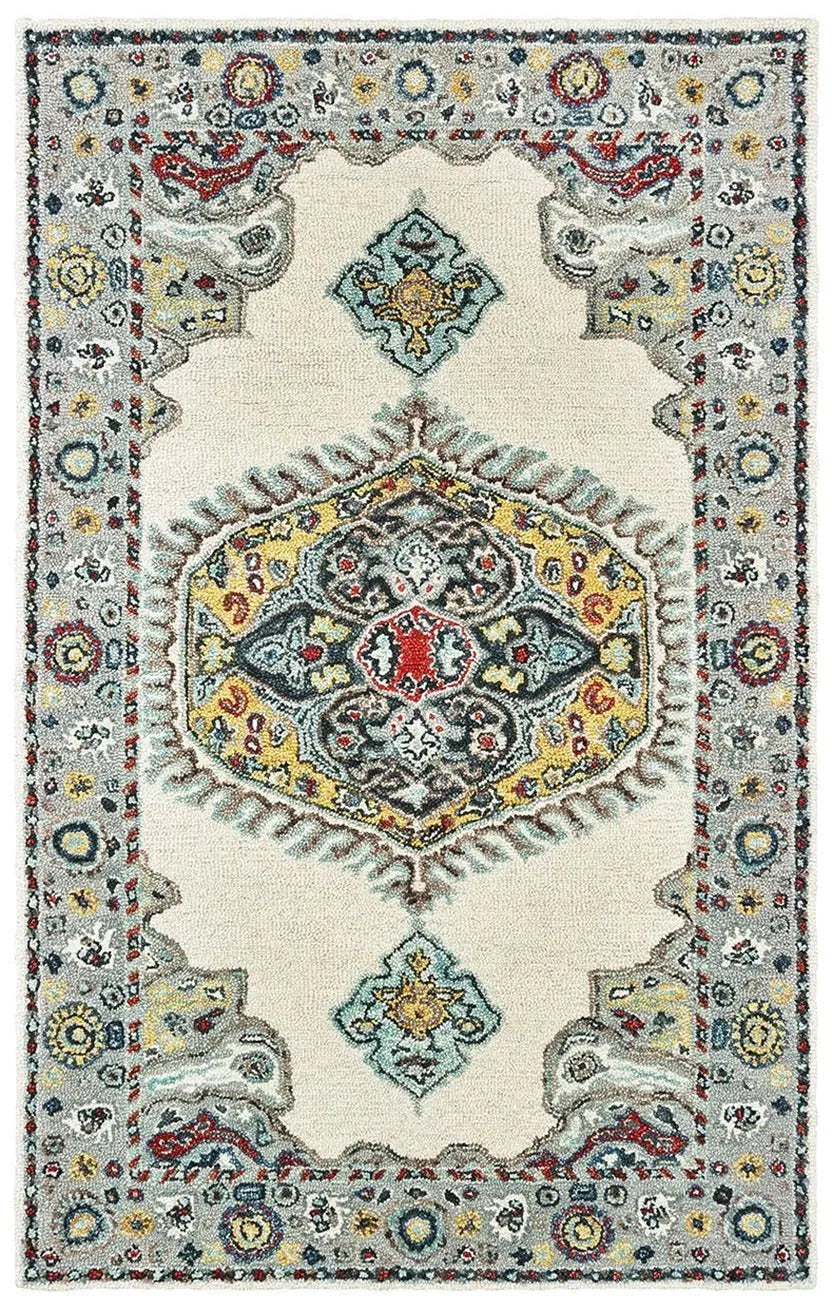 Zahra 75505 Ivory Grey Rug