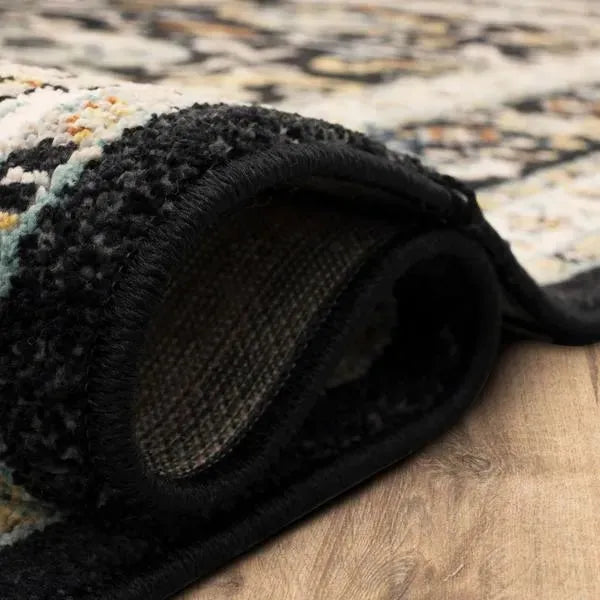 Zephyr 92118 90166 Amphora Black Rug