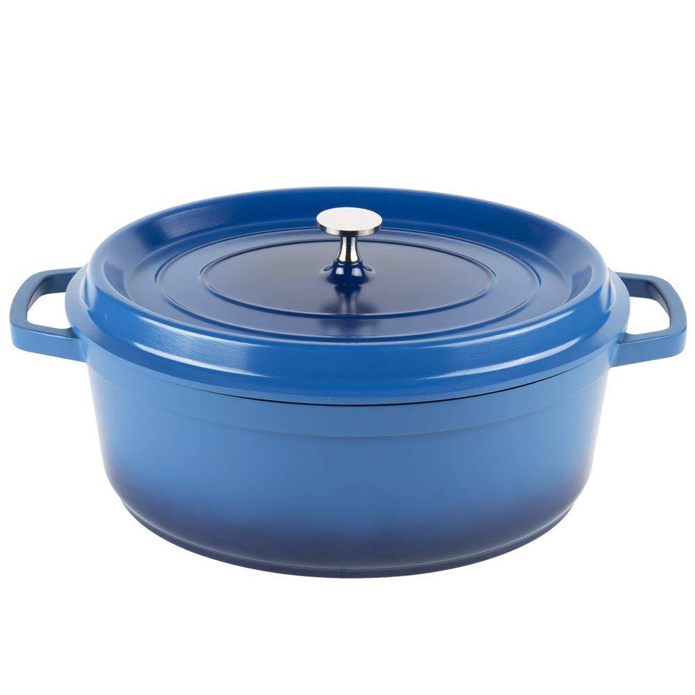 Get Heiss Lightweight Cast Aluminum Dutch Oven, 6.5 Quart, Oval, Blue (CA-007-CB/BK) ZS_SMCB4QE9