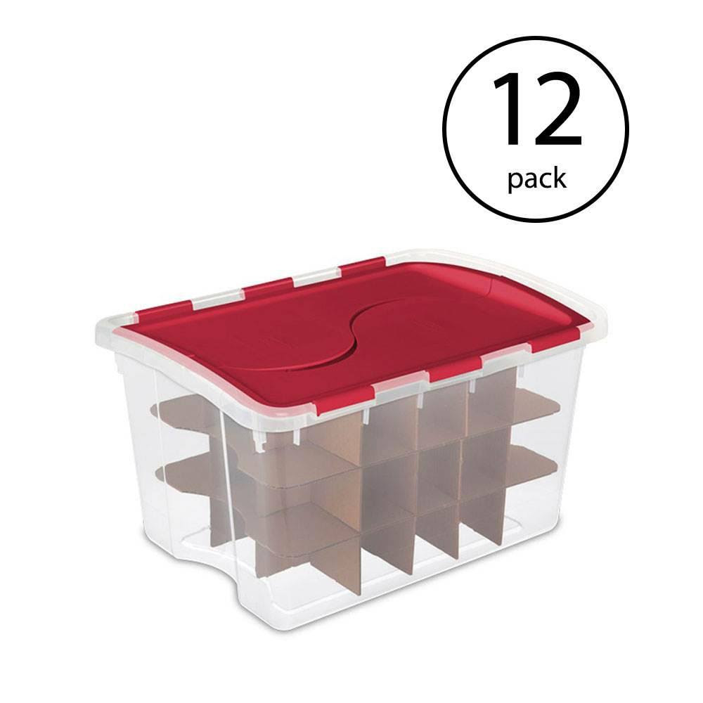 Sterilite 48 Quart Stackable Holiday Christmas 45 Ornament Storage Box (12 Pack) HN_KECZHSLG
