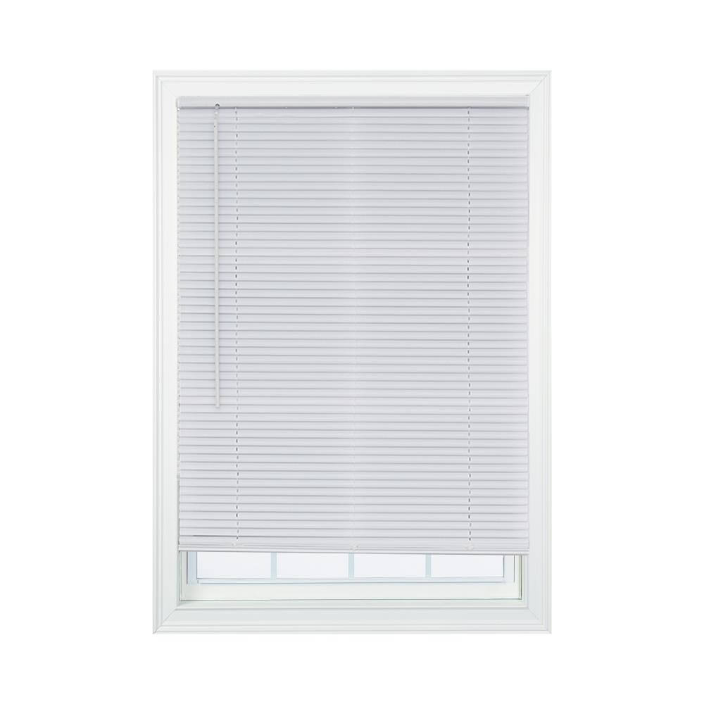 Project Source 1-in Slat Width 64.5-in x 64-in Cordless White Vinyl Light Filtering Mini Blinds | CCDLF6664-64.5 OT_YGCN8VZL