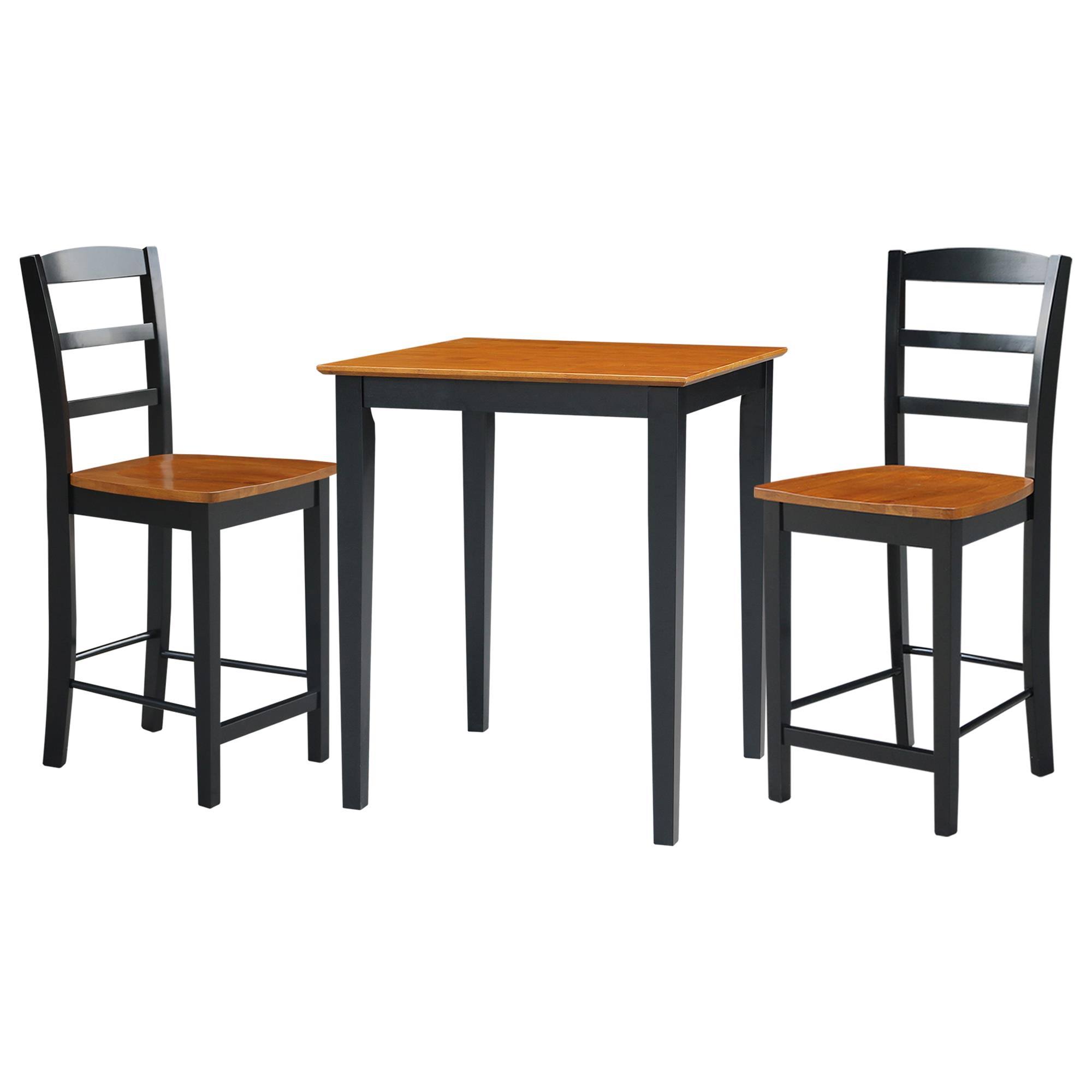 International Concepts 30x30 Table with Two Counter Height Stools-Black/Cherry AR_JPHQCMXX