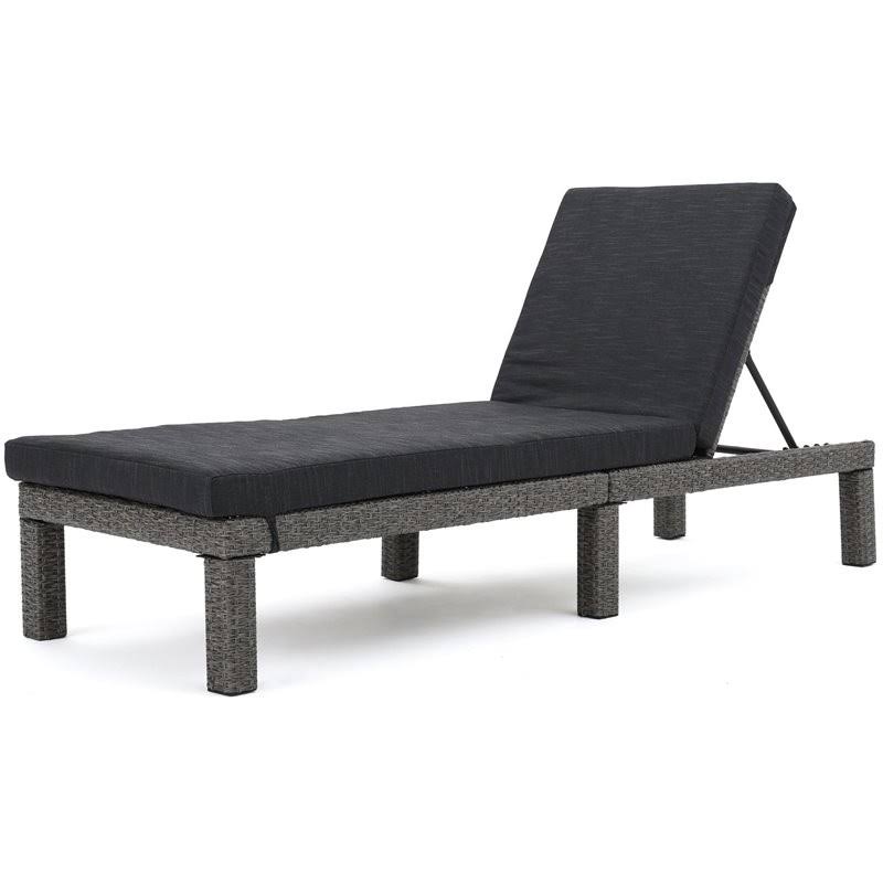 Noble House Puerta Outdoor Mixed Black Wicker Lounge with Dark Grey Cushion - 299930 AG_RQP2OXSY