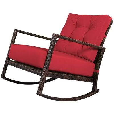 Outdoor Albrechtice Rocking Chair with Cushions Ebern Designs Cushion Color Red XI_XYKMKB84