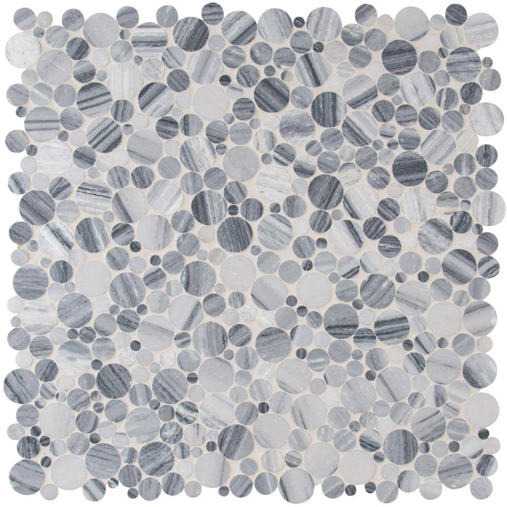 MSI Alaska Gray River Stone 12 in. x 12 in. x 10 mm Polished Marble Mosaic Tile (10 Sq. ft. / CASE) MX_YZEKQ41S