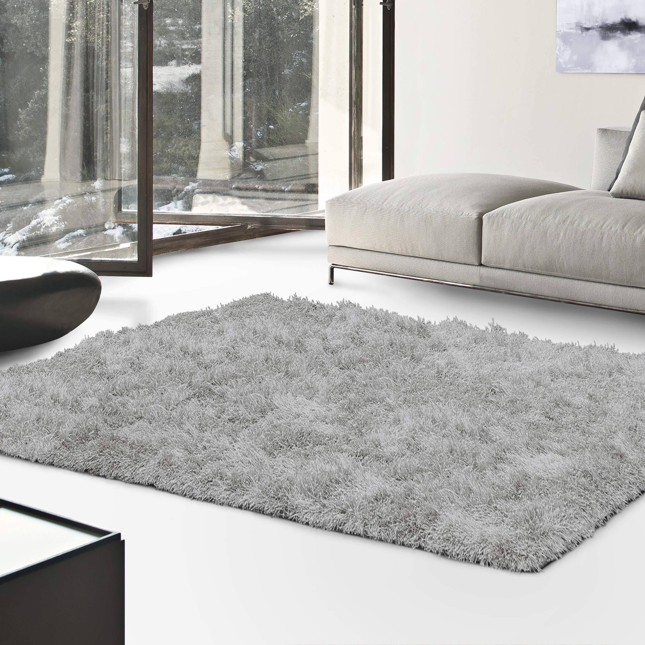 Superior Textured Shag Area Rug, Silver, 5' x 8' IA_SDTQE2HJ
