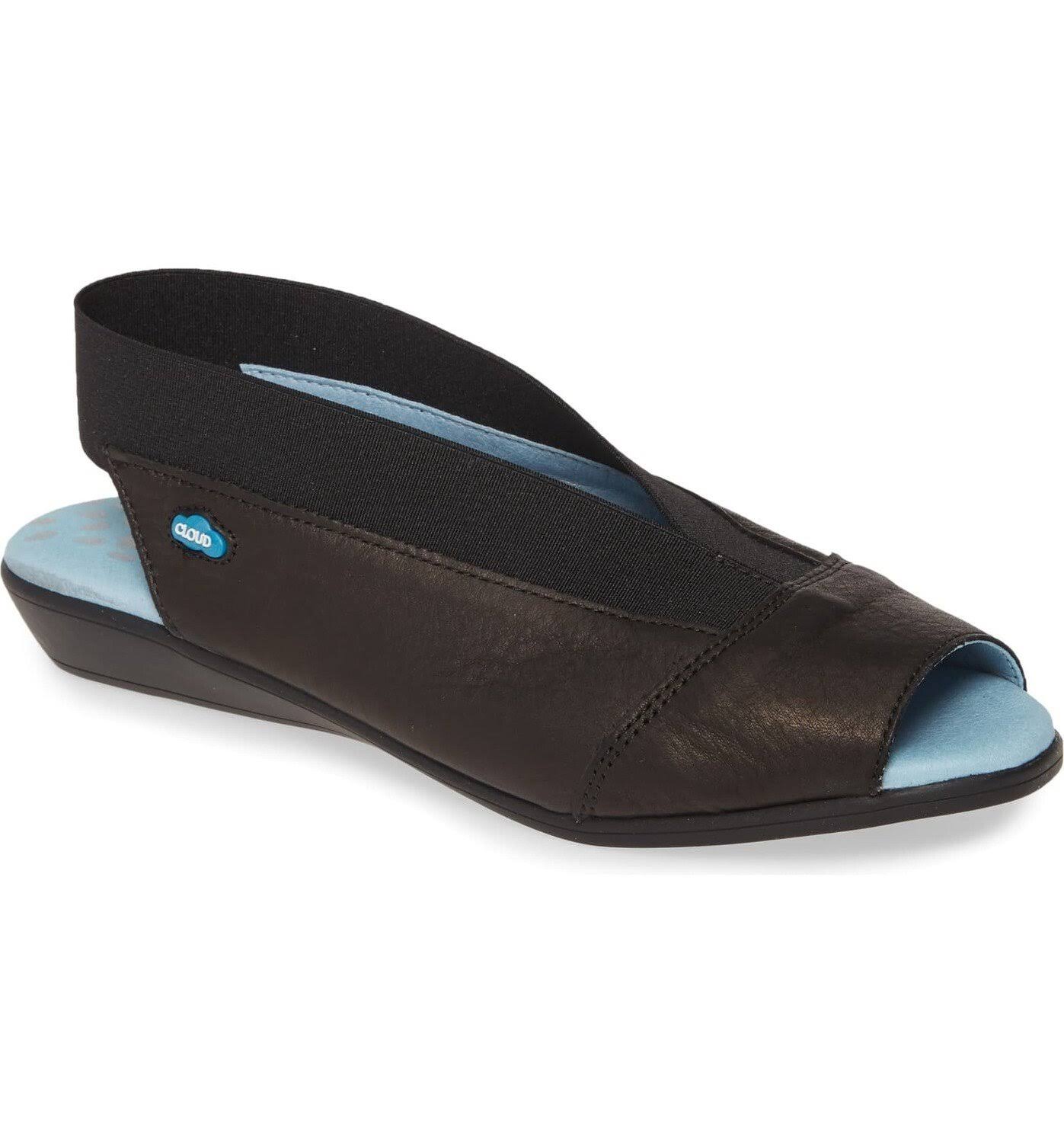 Cloud Caliber Black Leather Flat (Women) WM_2O0E8D05