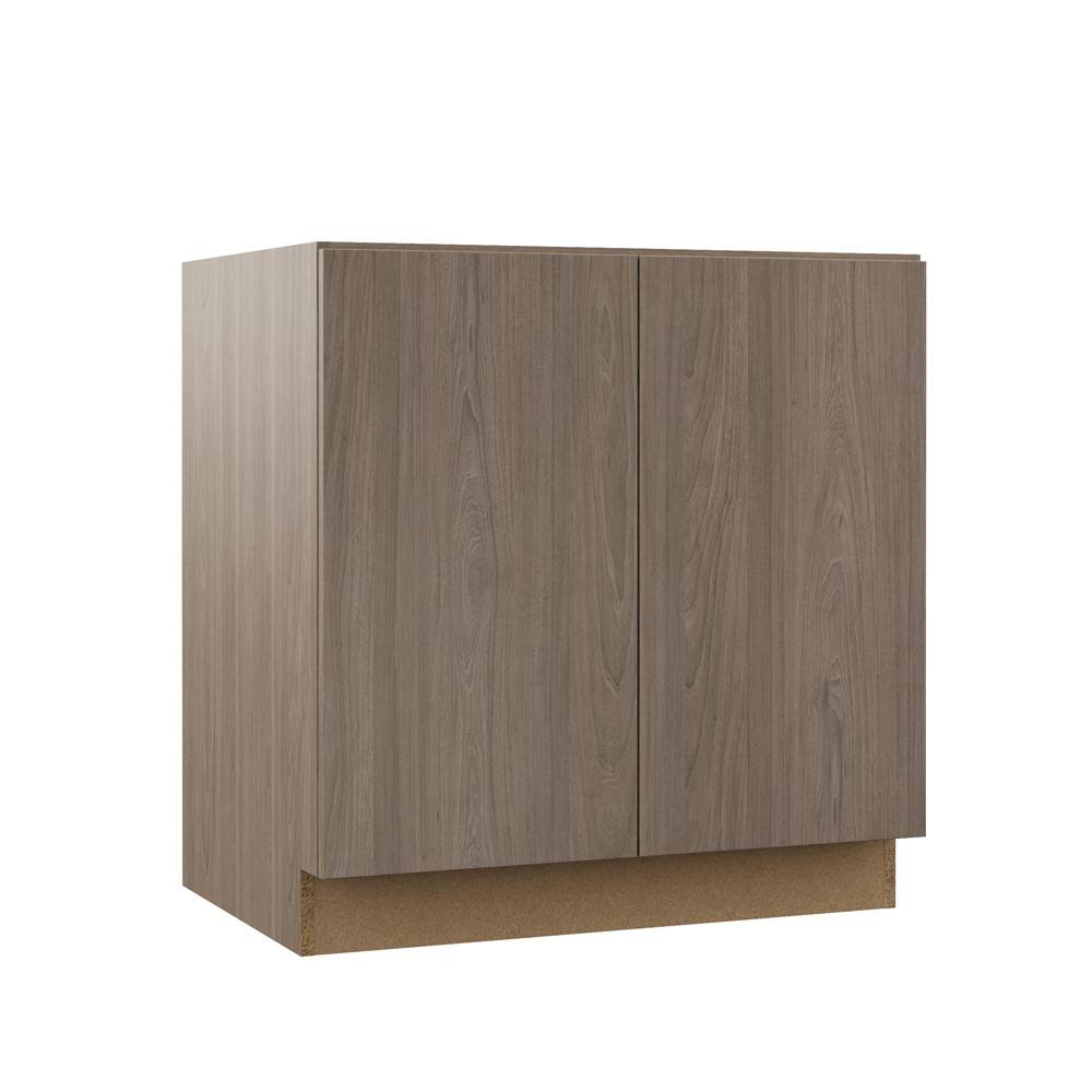 Hampton Bay Designer Series Edgeley Assembled 33x34.5x23.75 in. Full Height Door Base Kitchen Cabinet in Driftwood, Brown 75_1DR0MLXJ
