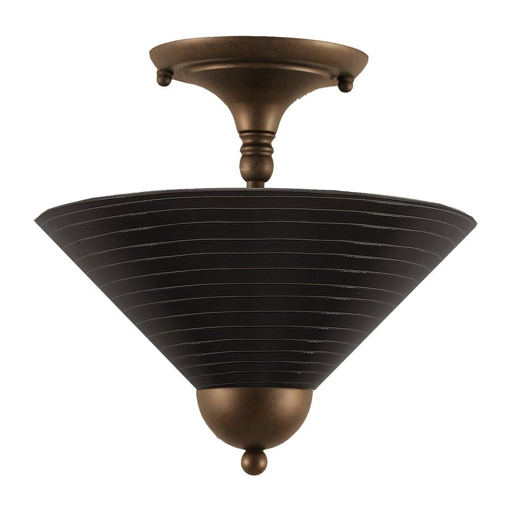 Toltec Lighting-120-BRZ-442-Two Light Semi-Flush Mount Bronze Finish with Charcoal Spiral Glass OJ_ITCT0IVB