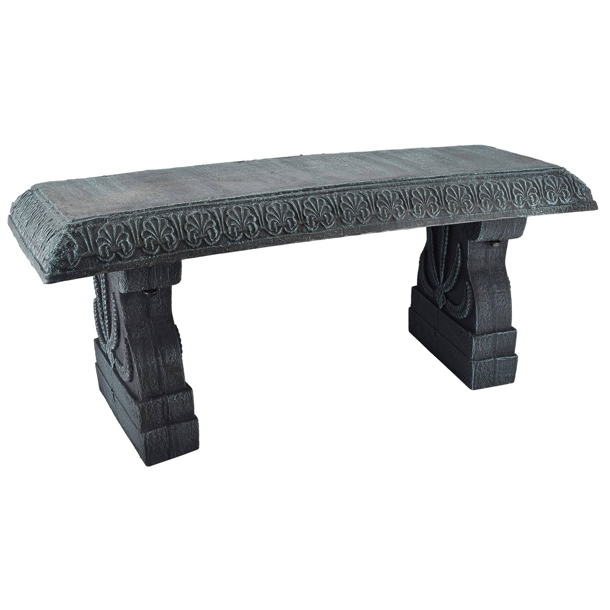 Arcadia Garden Products 37 in. x 15 in. x 16.6 in. Resin Black Stone Outdoor Bench AO_JLJYPOH1