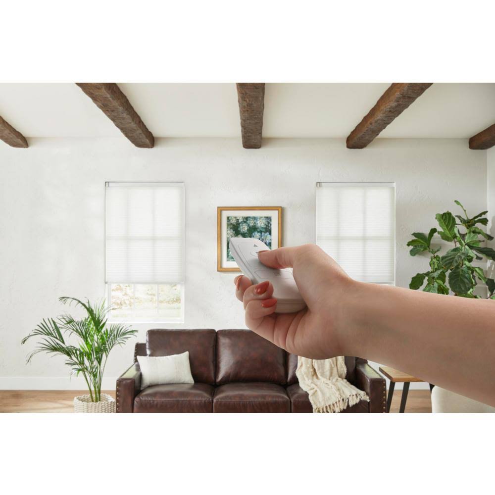 Home Decorators Collection White Cordless Light Filtering Motorized Cellular Shade with Remote Control-46 in. W x 48 in. L, Whis 7V_UEQ9YZLN