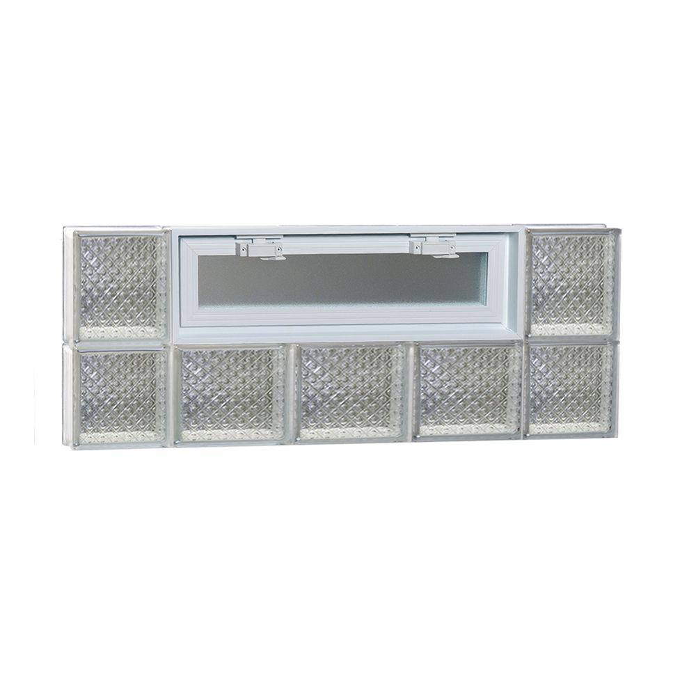 Clearly Secure 34.75 in. x 13.5 in. x 3.125 in. Frameless Vented Diamond Pattern Glass Block Window 3614VDP BO_VVEDMUUG