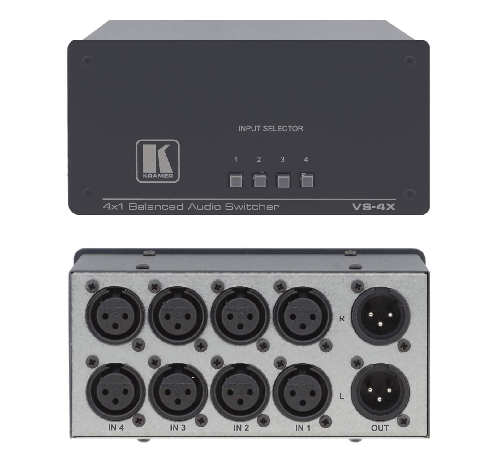 Kramer VS-4X 4x1 Balanced Stereo Audio Mechanical Switcher 2D_TOOYVGVU