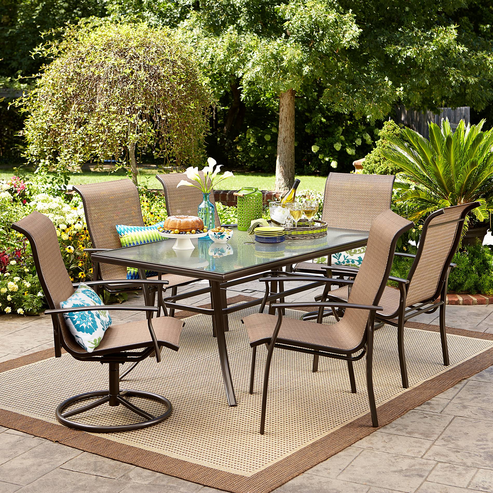 Garden Oasis Harrison 7 pc. Textured Glass-Top Dining Set YV_XESC9OFE
