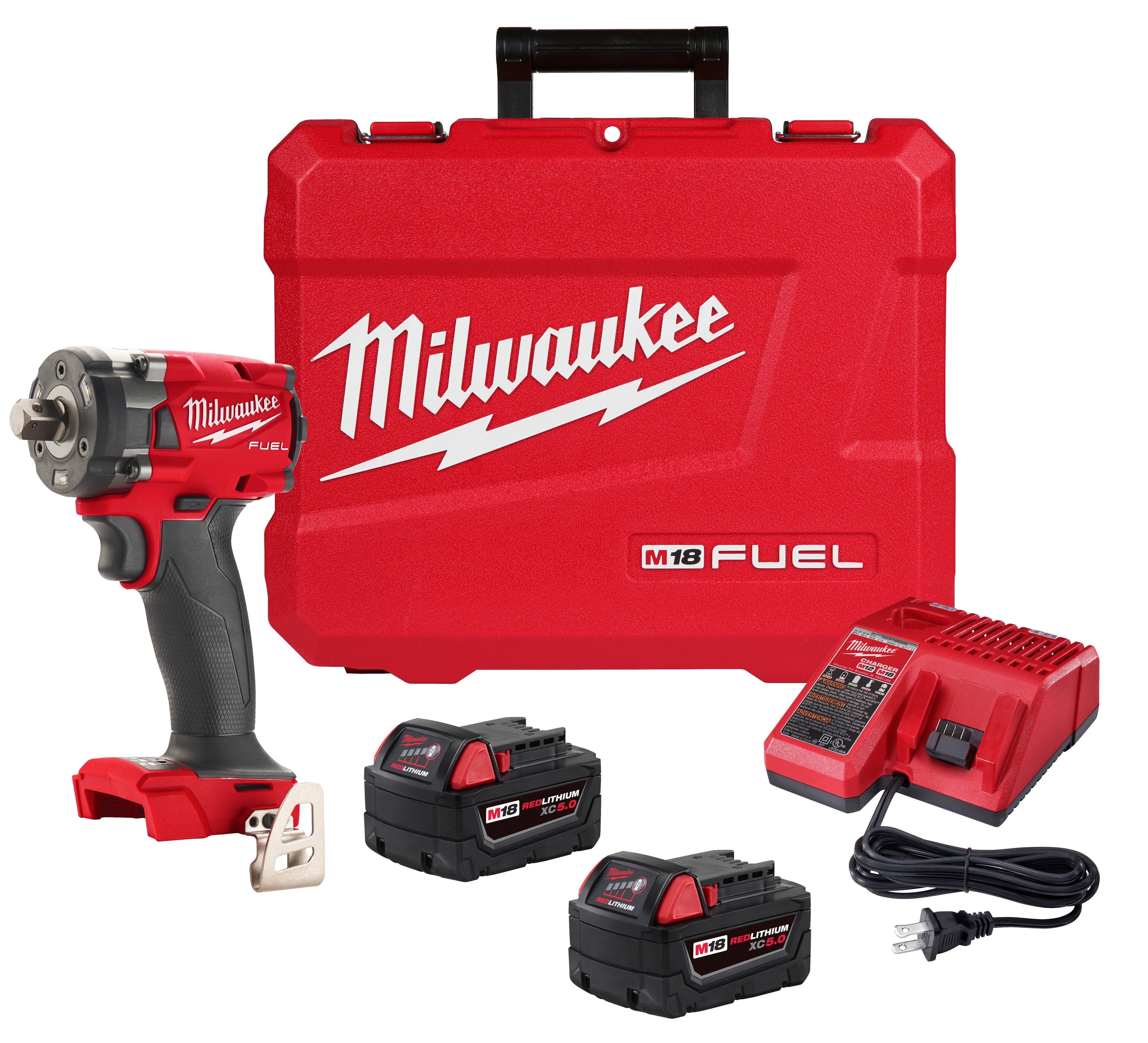 Milwaukee M18 Fuel Gen-3 18-Volt Lithium-Ion Brushless Cordless 1/2 in. Compact Impact Wrench with Pin Detent Kit 2855P-22 8S_MOCFXBXR