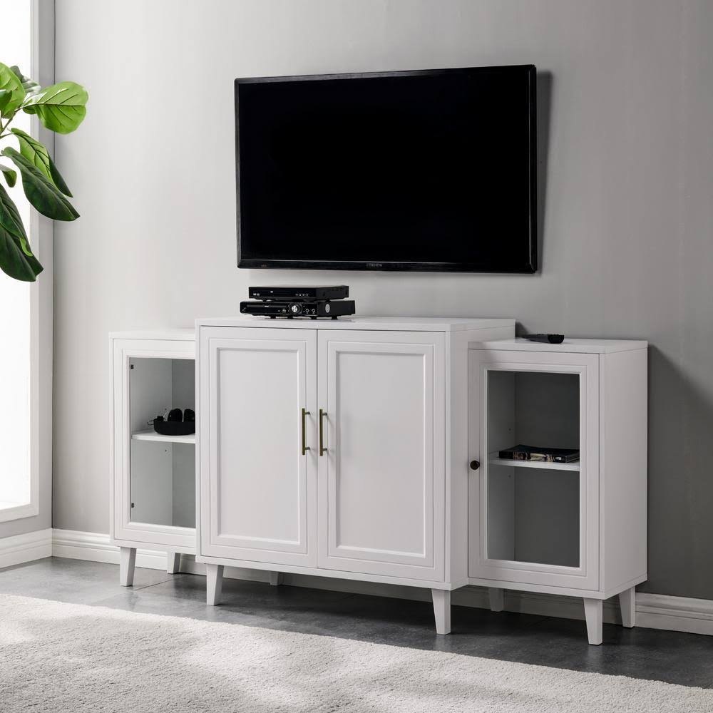 Welwick Designs 62 in. White Tiered Modern Sideboard (4-Door) AL_YJUOE1ZY