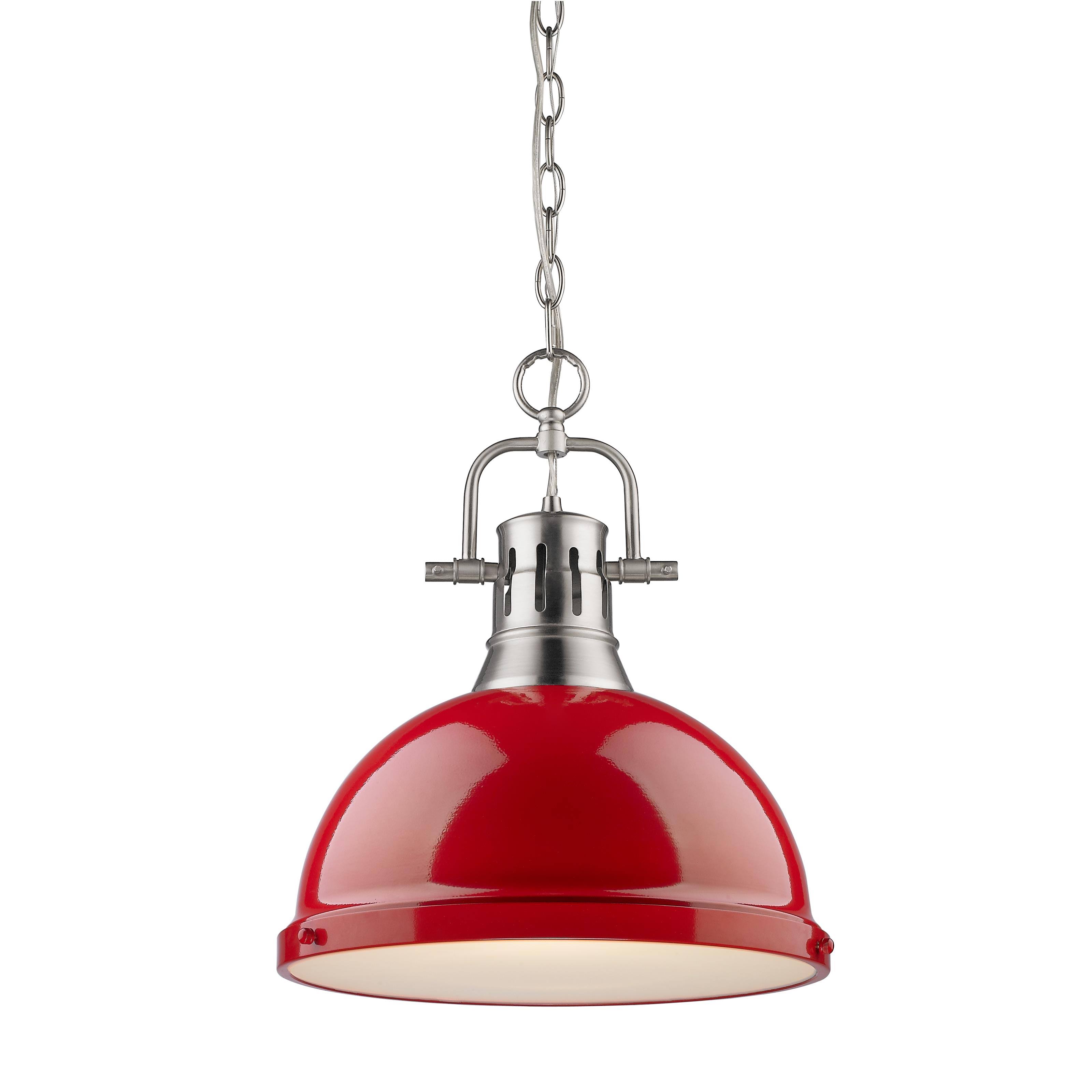 Golden Lighting 3602-L-PW-RD Pewter / Red Duncan 1 Light Pendant YG_4XWBAZBK