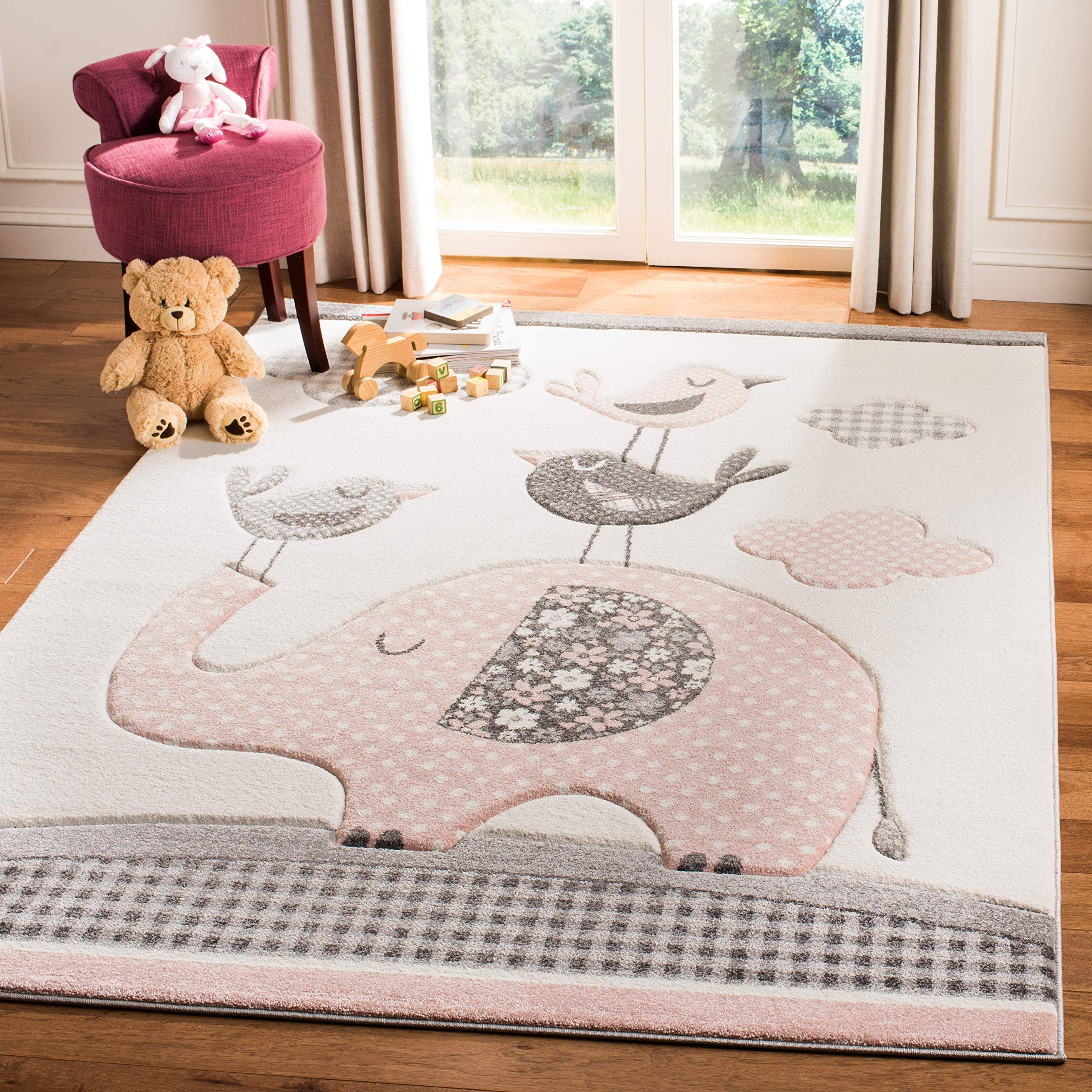 Safavieh Carousel Kids Elephant and Tweets Rug, Pink/Ivory, 8' x 10' 4V_HCPMH6DZ