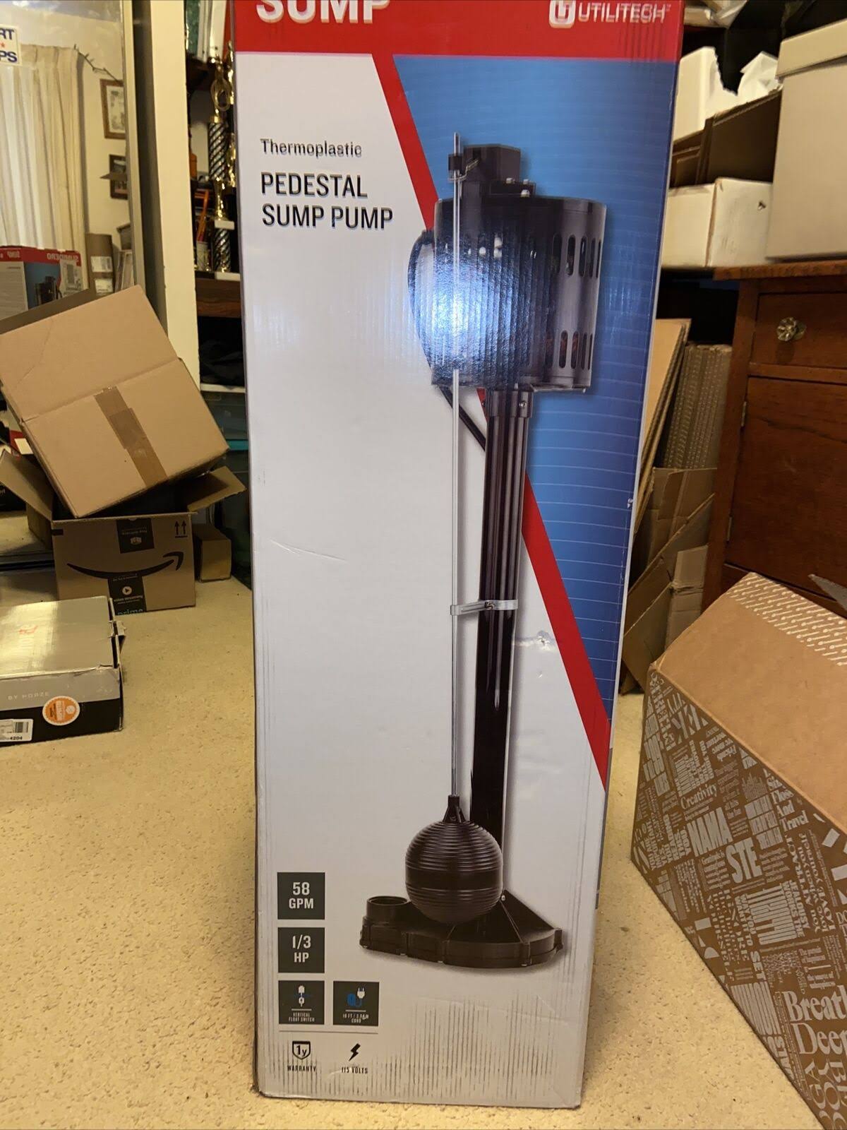 Utilitech Thermoplastic Pedestal Sump Pump - New 1/3 HP 58 GPM VO_WISHKJQL
