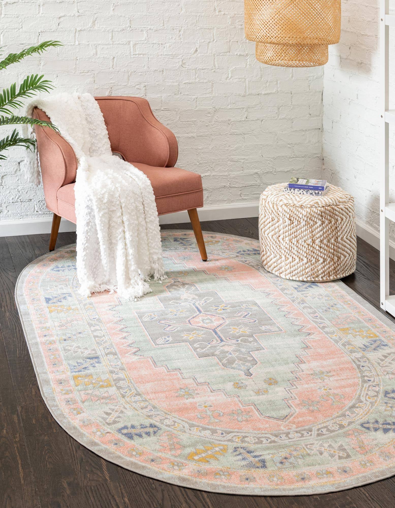 Whitney 8x10 Oval Pink Area Rug 7O_YTNFNC1D