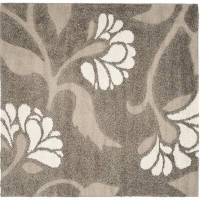 Adeley Floral Smoke/Beige Area Rug Winston Porter Rug Size Square 6'7 IK_5ESNFBYA