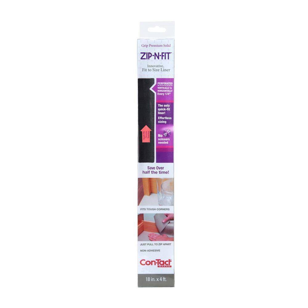 Con-Tact Zip-N-Fit 18 in. x 4 ft. Black Perforated Solid Grip Non-Adhesive Drawer and Shelf Liner (6 Rolls) 3Y_RG6QMJX7