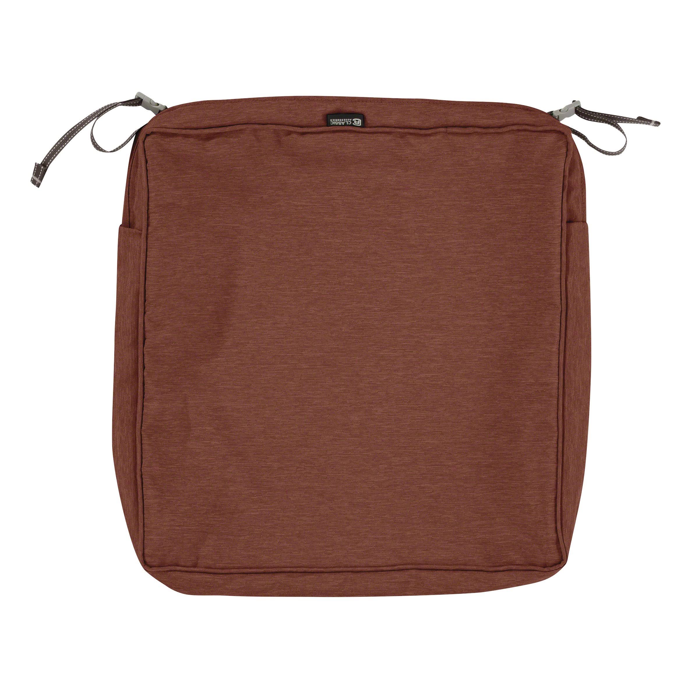 Classic Accessories Montlake FadeSafe 19 x 19 in. Square Patio Seat Cushion Cover Heather Henna ET_VVNRGPFJ