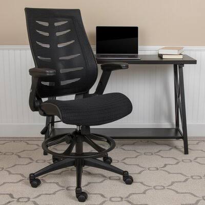 Bertine High Back Spine-Back Ergonomic Fabric Drafting Chair Ebern Designs Upholstery Color: Black GB_BGPTJE1F