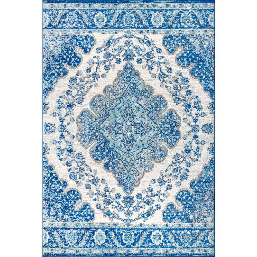 Jonathan Y Bohemian Flair Boho Vintage Medallion Area Rug 4' x 6' Cream/Blue GL_HU6BRF40