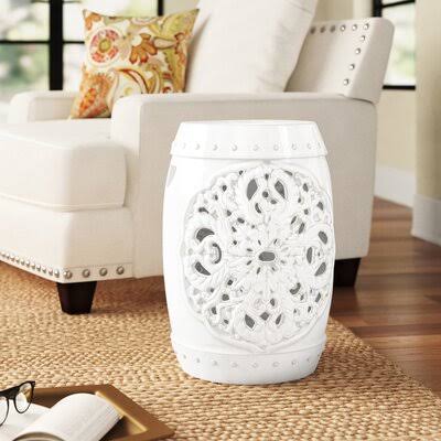 Three Posts Nagle Ceramic Garden Stool Color Antique White 4Q_SLBRBX6F