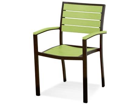 POLYWOOD Euro Recycled Plastic Dining Arm Chair Tangerine POLYWOOD / Textured Silver Aluminum - 190609059773 QJ_TUMGJ2F2