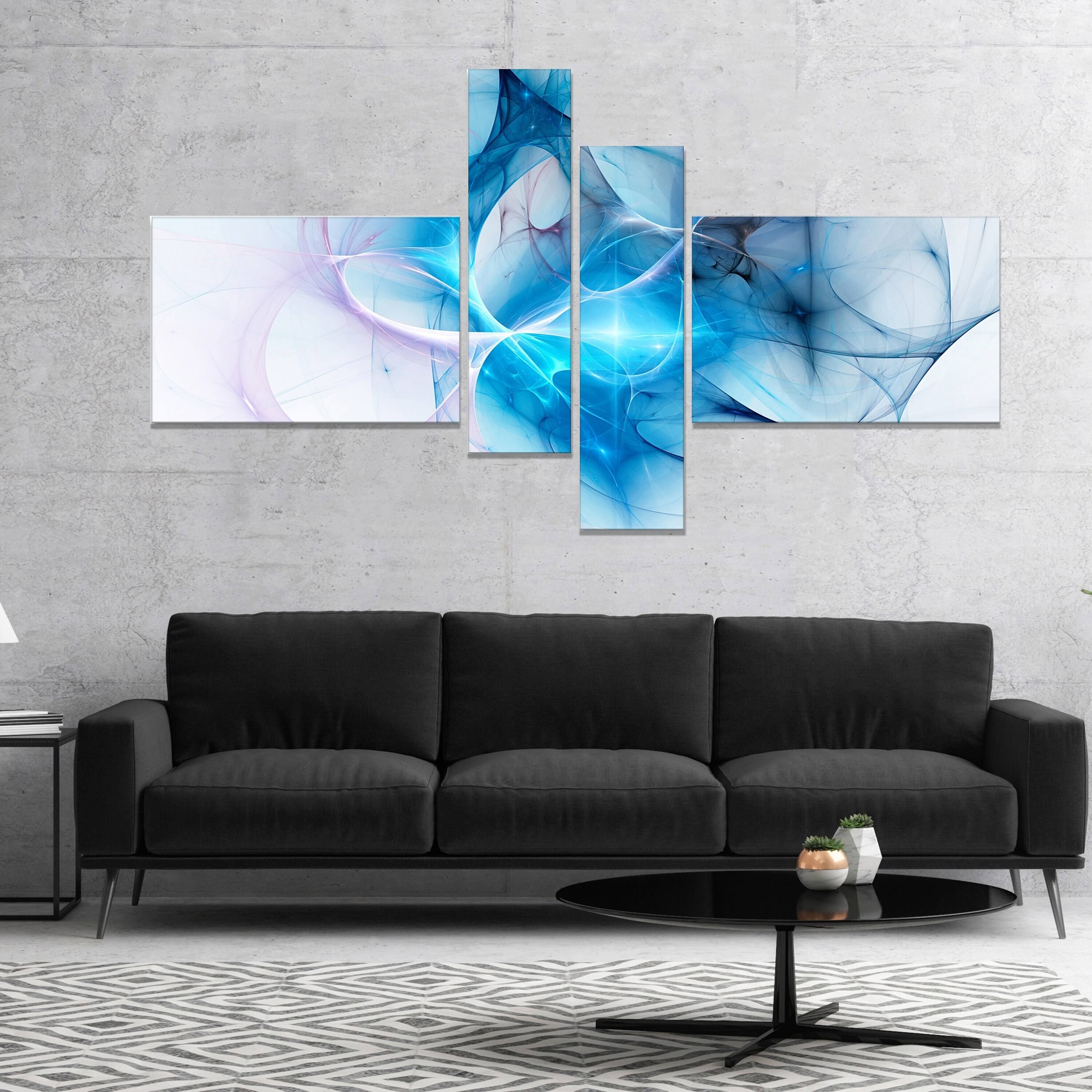 Designart 'Blue Nebula Star' Abstract Canvas Art Print - 60 in. Wide x 32 in. High - 4 Panels 8T_3C9IBIWA
