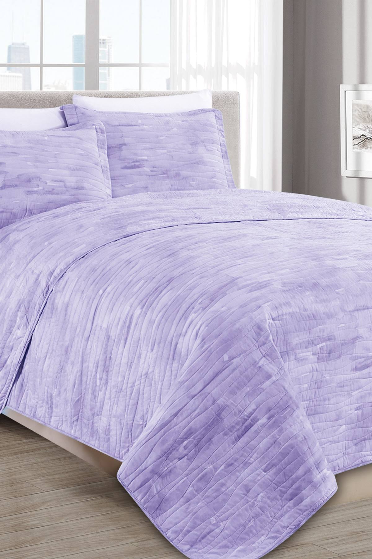 Barbarian by Barbra Ignatiev Lilac Watercolor Sleepy Texture Quilt Set Full/Queen Z2_OFIVB84W