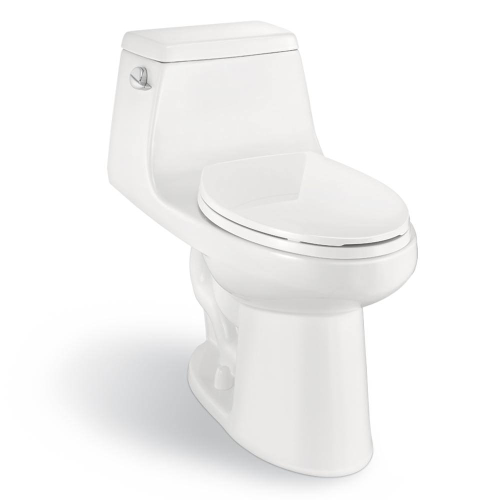 Glacier Bay 1-Piece 1.28 GPF High Efficiency Single Flush Elongated Toilet in White, Seat Included FO_MDCFTLQE