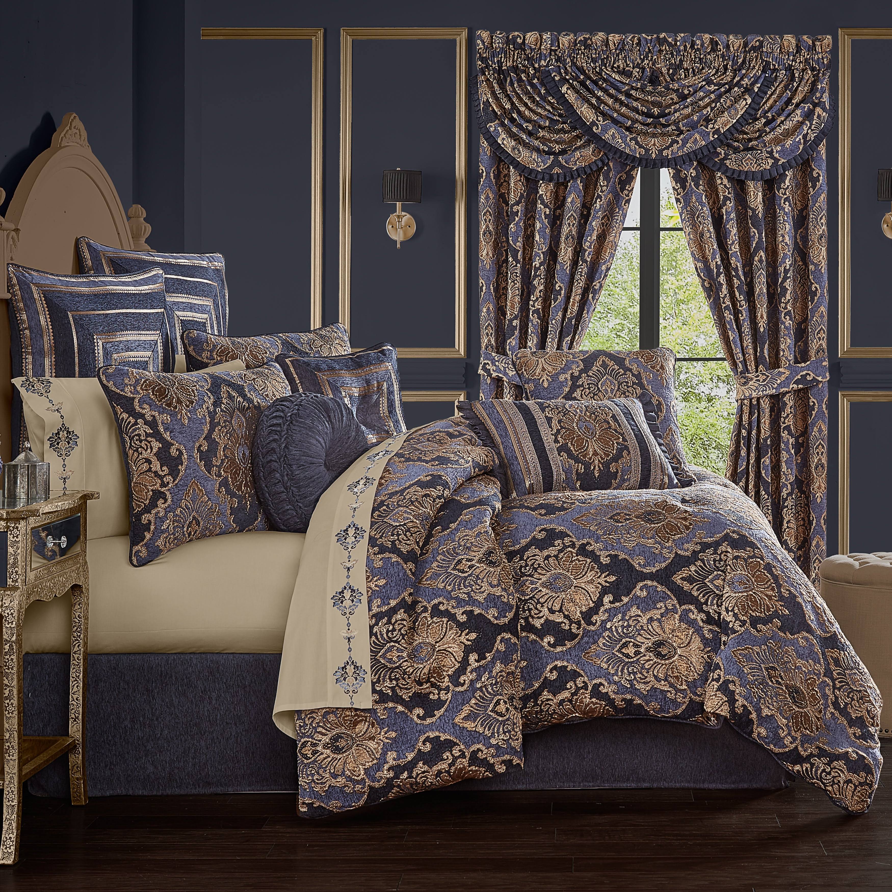 Five Queens Court 4 Piece Woodstock Indigo Queen Comforter Set 7N_Q3WDPGZI