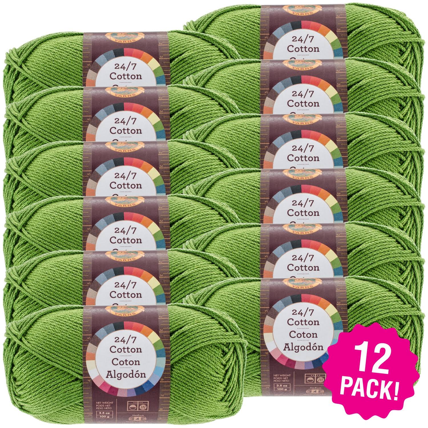 Lion Brand 24/7 Cotton Yarn - Grass, Multipack of 12 7U_C0PY75DM