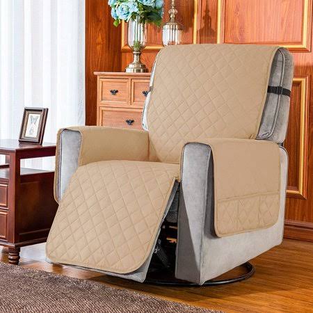 Subrtex 1-Piece Reversible Quilted Recliner Chair Cover with Elastic Adjustable Strap,Large, Sand, Size Two Sizes for The Perfe G8_37FLFMVN