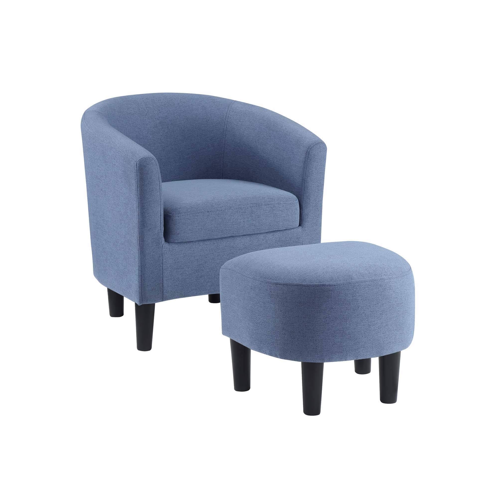 Convenience Concepts 310141FBE Take A Seat Churchill Accent Chair with Ottoman Blue I9_ZFZPIMSB
