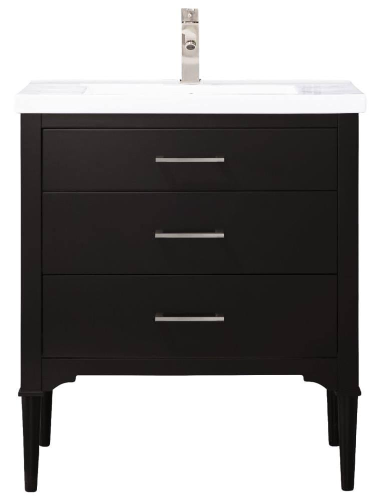 Design Element Mason 30-in Espresso Single Sink Bathroom Vanity with White Porcelain Top in Brown | S01-30-ESP UT_NOA16EWZ