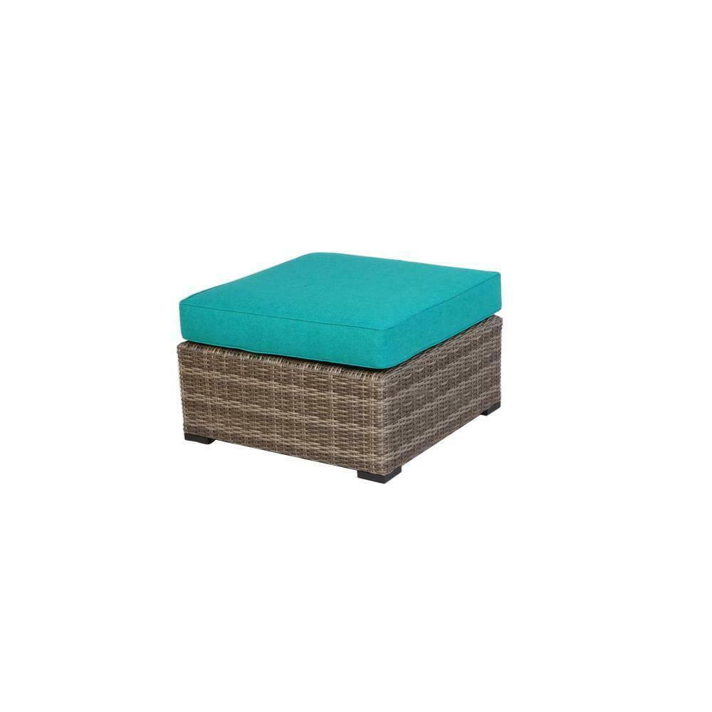 Muirwood Aluminum Outdoor Patio Ottoman with Sunbrella Blue Cushions GM_BNUAGOXX