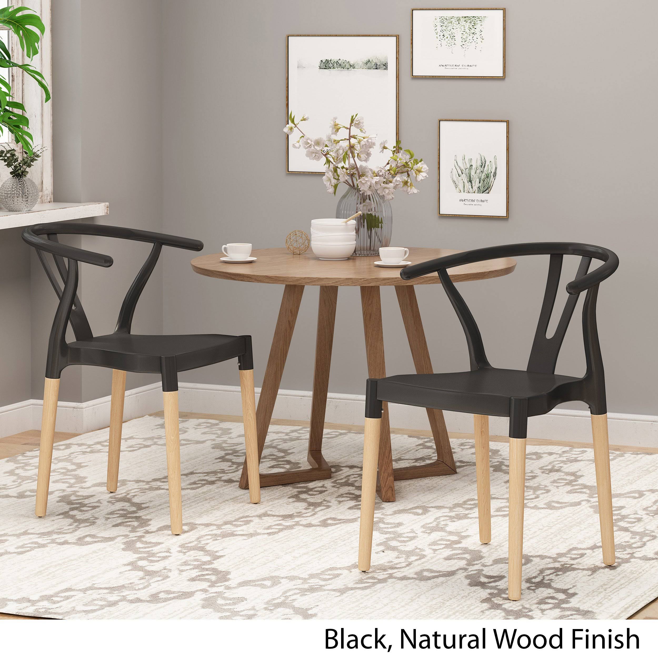 Victoria Modern Dining Chair with Beech Wood Legs (Set of 2) Black 3R_PA6H4DNY