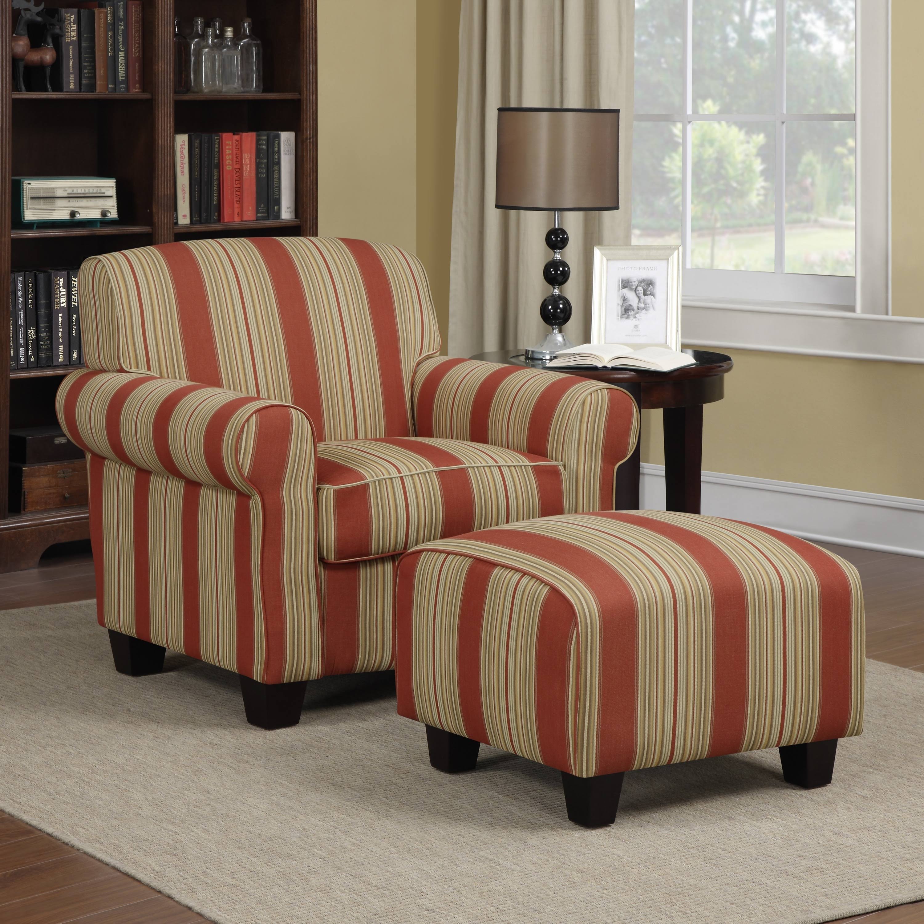 Handy Living Mira Red Stripe Arm Chair and Ottoman PA_X03APEMH