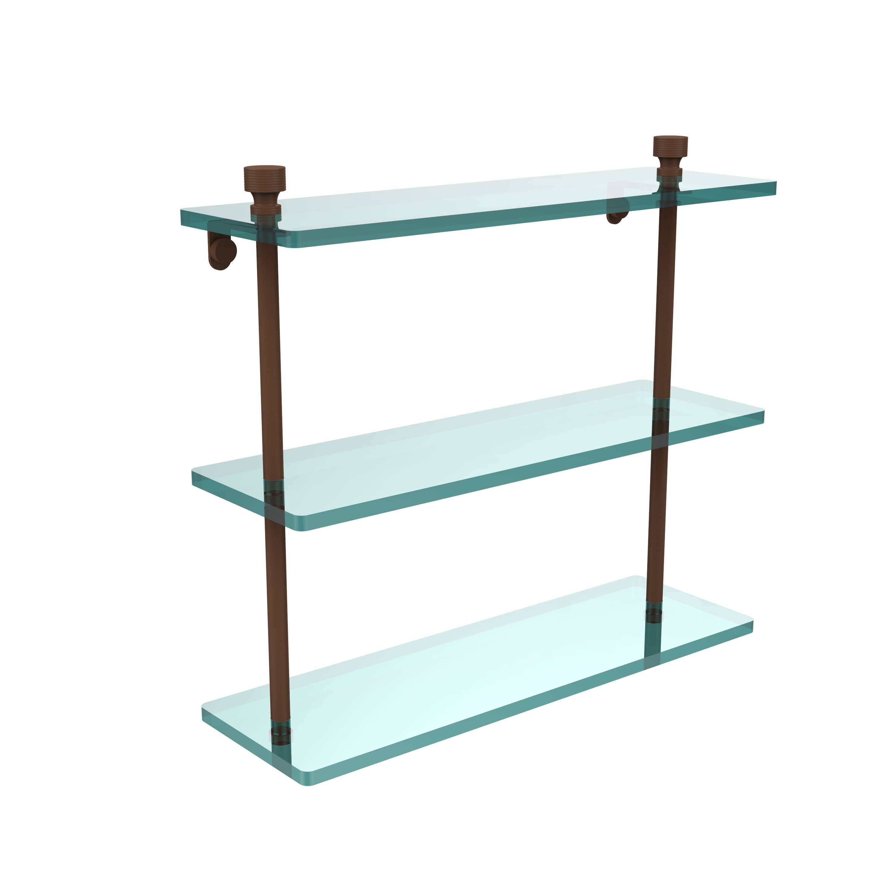 Allied Brass Foxtrot Collection 16 inch Triple Tiered Glass Shelf Antique Bronze S3_SLMWQIQ3